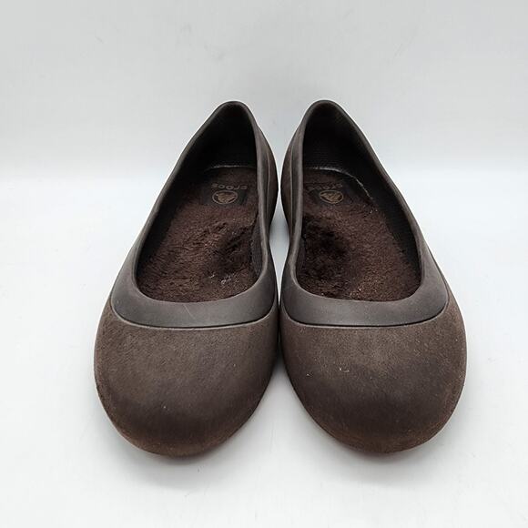 Crocs Mammoth Flats Womens Size 8 Brown Ballet Fur Lined Slip On Casual Neutral - Picture 2 of 10